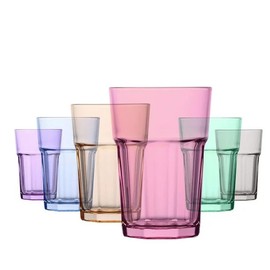 Lav Juice and Water Drinking Glasses Set of 6, Highball Kitchen Glassware Sets, Colorful Glass Tumblers, Lav Aras Drink Glass, 12.25 Oz (365 cc) (6 Pcs)