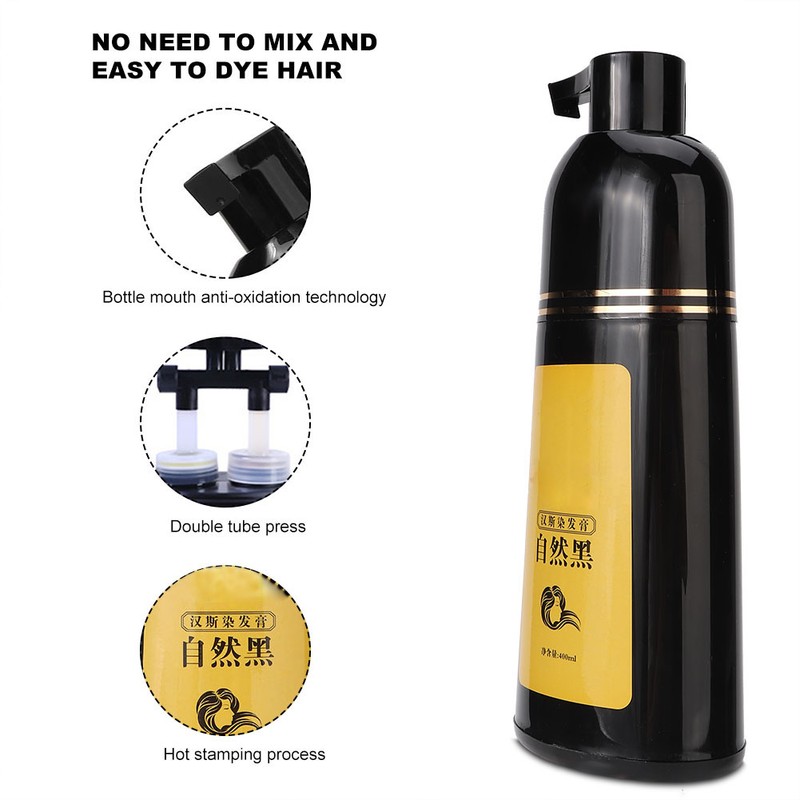 400ml Natural Plant Black Hair Shampoo Hair Dye Black Coloring