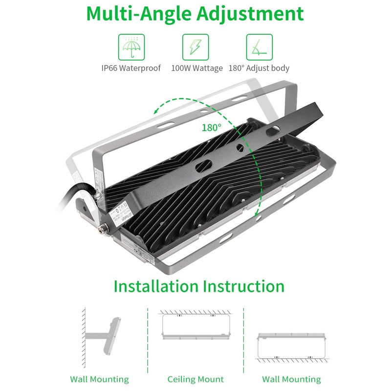 Viugreum 100W LED Flood Light, 8000LM 3000K Warm White, Slim