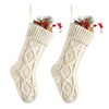 2 Pack 18" Christmas Stockings, Large Knit Socks, Ivory