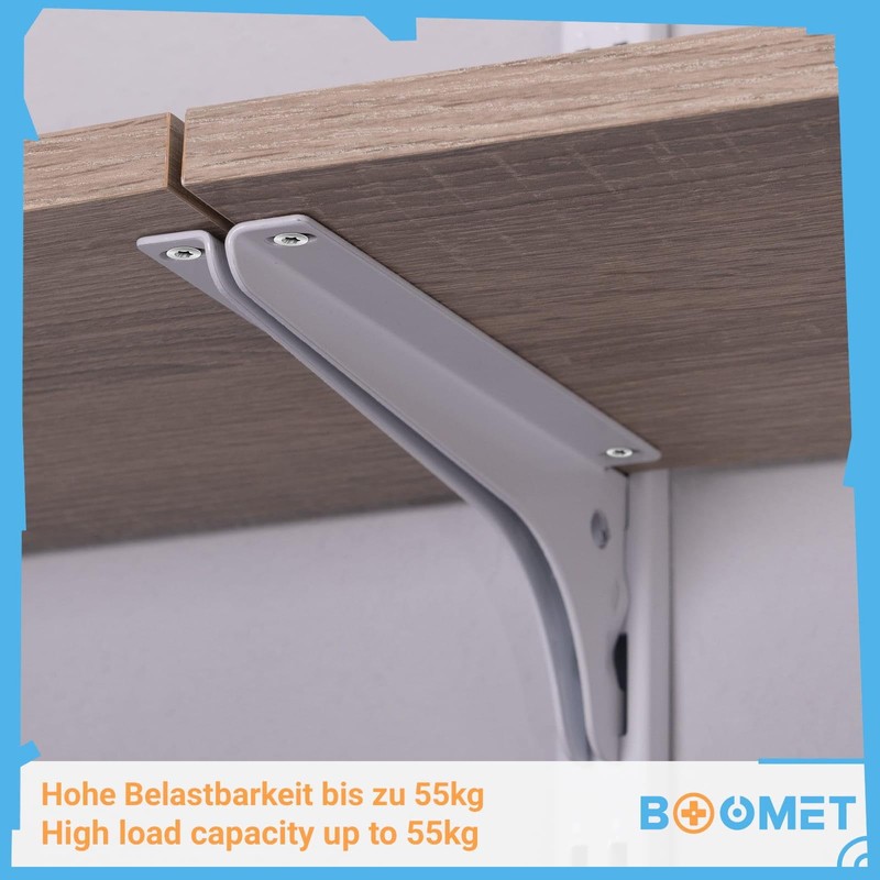 BOOMET Shelf Brackets Right and Left White 18 cm 4
