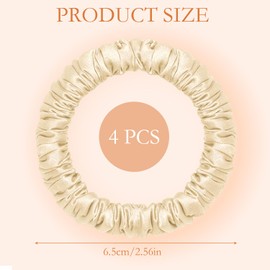 ARWIG 4 Pcs Silk Scrunchies | Silk Hair Ties | Satin Scrunchies | Elastic Hair Bands | Hair Bobbles | Hair Scrunchies for Women | Hair Ties No Damage (Black khaki coffee beige