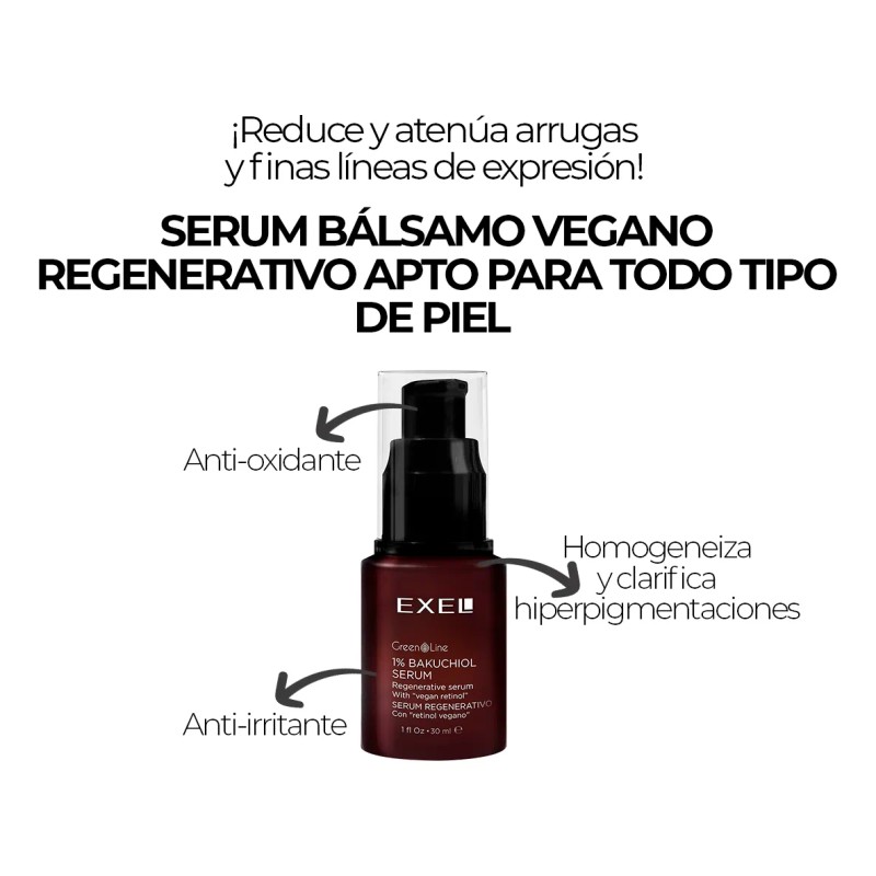 Serum Facial Exel Green Line Regenerativo Con Retinol Vegano Todo