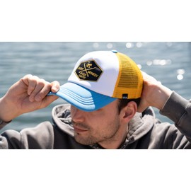 Surf Monkey Padded Trucker Cap with Mesh Adjustable Recycled Foam One Size, blue / yellow, Unit size
