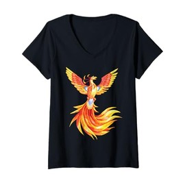 Womens Phoenix Mythical Rebirth Rising Born Again Phoenix Firebird V-Neck T-Shirt
