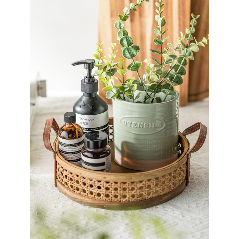 YHOSSEUN Kitchen Utensil Holder, 6.7"+5.1" Ceramic Utensil Holder for Kitchen