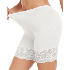 Blueinn Anti Chafing Shorts Women Mesh Cooling Slip Shorts for Under Dresses Boyshorts Panties Lace under shorts, 1pack-white, XX-Large
