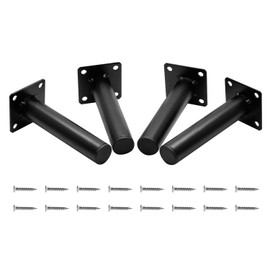 Seimneire 4pcs Furniture Legs, Black Metal Support Foot Heavy Duty Replacement Legs for Sofa TV Cabinet Coffee Table Bed Sideboards Cupboard Dresser - 5 Inch / 127mm