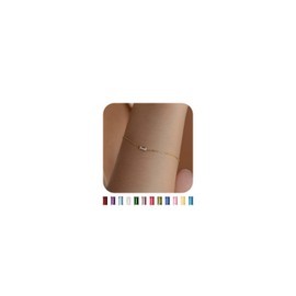 Birthstone Bracelet Dainty Gold Bracelet for Women Gold Charm Bracelet Colorful Crystal Stone Bracelets Cute Charm Bracelets for Women Trendy Birthday Gifts