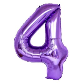 40 Inch Purple Number 4 Balloons With Princess Crown, Number 4 Foil Helium Balloons, 4th Birthday Party Decorations. (Purple 4)