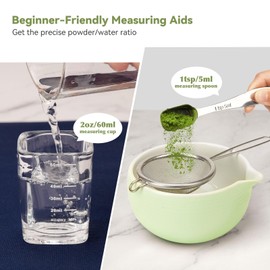 Joiish 10-Pcs Matcha Kit Set, Whisk and Bowl with Spout & Measuring Spoon, Japanese Ceremony Matcha Tea Making Tools