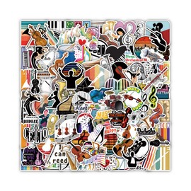 100pcs Waterproof stickers for music lovers Orchestral instruments graffiti stickers for teens, Kids Vinyl Waterproof Music Inspirational Stickers for Water Bottles Laptop Car Phone Guitar Skateboard