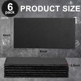 Hoolerry 6 Pcs 8 x 4 Inch Slate Charcuterie Boards Bulk, Mini Slate Cheese Board Black Sushi Platters Individual Stone Serving Tray Plates for Food, Appetizers, Cheese, Meat, Party