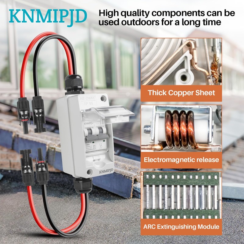 KNMIPJD Solar Panel Disconnect Switch，400V 50Amp Solar Breaker， IP65 Outdoor