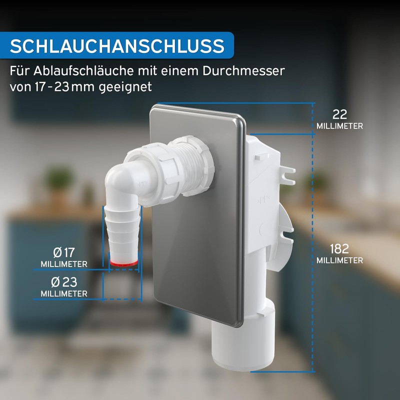 kör4u Flush-Mounted Siphon with Stainless Steel Cover for Washing Machine