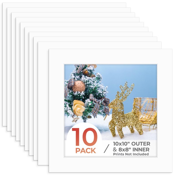Frametory, 10x10 Photo Mat with White Core Bevel Edge 7.5x7.5
