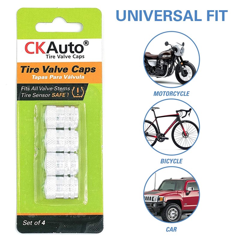 CKAuto 4 Pcs Aluminum Tire Valve Stem Caps with N2