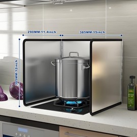 Tylulikaty 3 Sided Splatter Guard,Foldable Stainless Steel Oil Splatter Screens for Frying,Oil Splash Insulation Board,Nonstick Oil Splatter Guard Stove Insulation Board(L: 15" x W: 11.4" x H: 12")