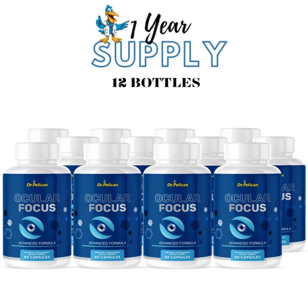 Pelican Vitamins Ocular Focus- Eye Support with Lutein- 12 Bottles-