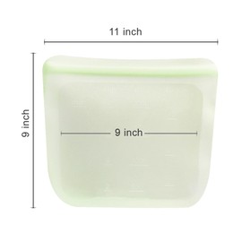 purifyou Set of 5 Reusable Silicone Storage Snack Bags 6oz / 16oz / 32oz / 64oz Self-Seal Food Storage Container for Fruits, Vegetables, Sandwiches, Dishwasher Safe & Leak-free (LimeCream, 646oz)