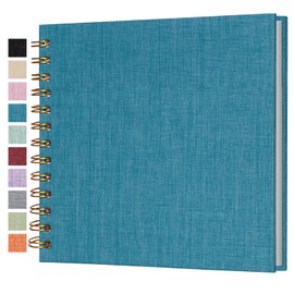 Cherrich Small Scrapbook 7x7 Inch, Linen Photo Album Mini Scrap Book, Kraft White Pages Memory Book for Wedding, Baby, Family, Graduation, Travel, Dog, Vacation