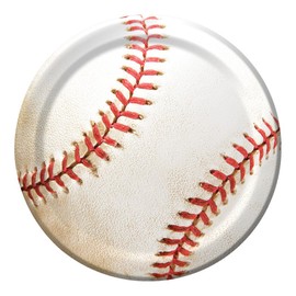 Creative Converting 8 Count Sports Fanatic Baseball Sturdy Style Paper Lunch Plates, 7", White