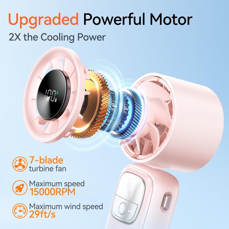 KIMMOO 3-in-1 Portable Handheld Turbo Fan-100 Speeds, 15000 RPM, 10Hrs