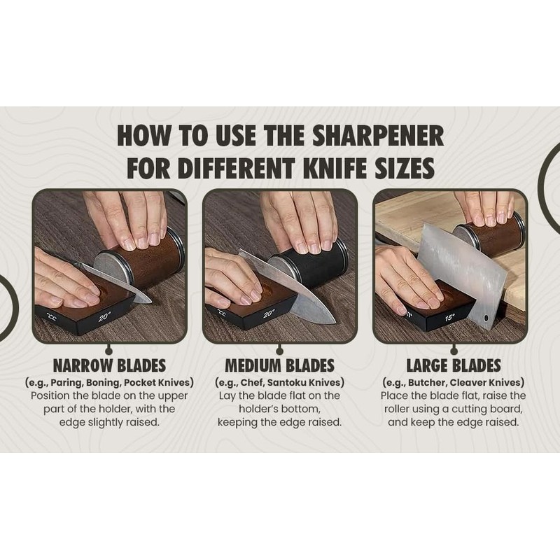 Rolling Knife Sharpener 5 Angles 12, 15, 17, 20 and
