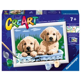 Ravensburger CreArt Cute Puppies Paint by Numbers Kit for Kids - Painting Arts and Crafts for Ages 7 and Up, 24 x 18 cm