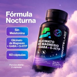 Amarte Labs Glicinato de Magnesio Fórmula Nocturna, 60 Cápsulas