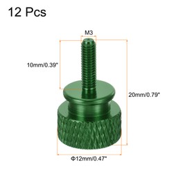sourcing map 12pcs M3x10mm Knurled Thumb Screw Computer Case Threaded Hand Tighten Screws Aluminum Alloy for PC Case, Dark Green
