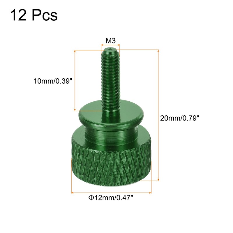 sourcing map 12pcs M3x10mm Knurled Thumb Screw Computer Case Threaded