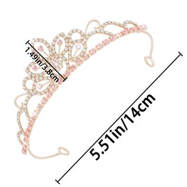 AddLotLot 2 PCS Crown Headband Pink Gold Crown Tiaras Princess Silver Tiara Pink Crystal Tiaras Bride Rhinestone Headband Pageant Tiara Headband Birthday Hair Accessories for Women Girls