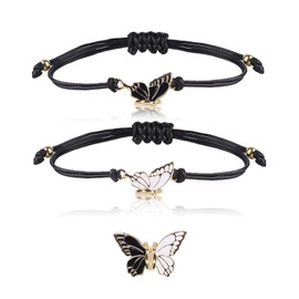 ZAMXHUG Friendship Bracelets – Pack of 2 with Butterfly Bracelet, Colour Friendship Bracelet, Women's Best Friend Bracelet, Long Distance Promise Matching Bracelets for Women, Men, Friends, Metal