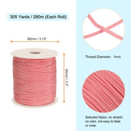 QUARKZMAN 1 mm Nylon String Cord 305 Yards Nylon Satin String Bracelet String Chinese Knotting Cord Beading Thread for Jewellery Making Braided Necklaces Macrame Trim Craft Orange Pink