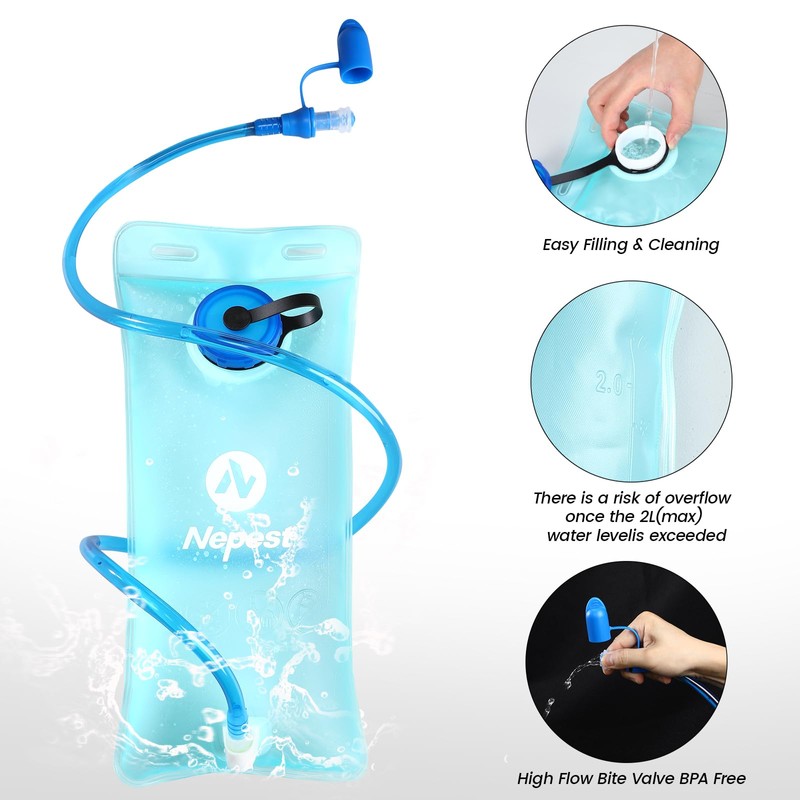 Nepest Hydration Pack Backpack with 2L Water Bladder, Lightweight Water