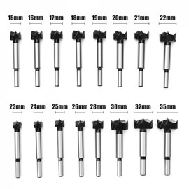 16PCS Forstner Drill Bit,Tungsten Carbide Tipped - for Hard Wood,Soft Wood Woodworking Hinge Cutter Tool Kits for Veneered Plywood Plastic(15mm-35mm)
