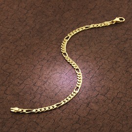 trendor Figaro Bracelet Gold on Silver 925 Width 4.3 mm Magical Bracelet for Men and Women Fashion Gift Idea 51398, Sterling Silver