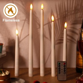 Rossesay 28 Pcs Flameless Taper Candles with Timer Remote 4 Sizes of 8.5", 9.6", 10.83", 12.8" LED Taper Candles Battery Operated Flameless Flickering Candles for Church Wedding Home Decor(White)
