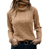 GeGekoko Womens Turtleneck Sweaters Cable Knit Long Sleeve Tops Pullover