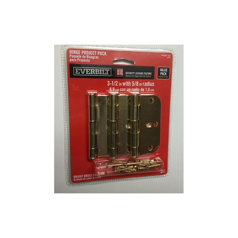 3-1/2 in. Bright Brass 5/8 in. Radius Security Door Hinges