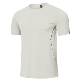 BGOWATU Men's Athletic Shirts Quick Dry Short Sleeve Workout T-Shirts with Reflective & Ventilation Holes for Running Gym Light Grey 3L
