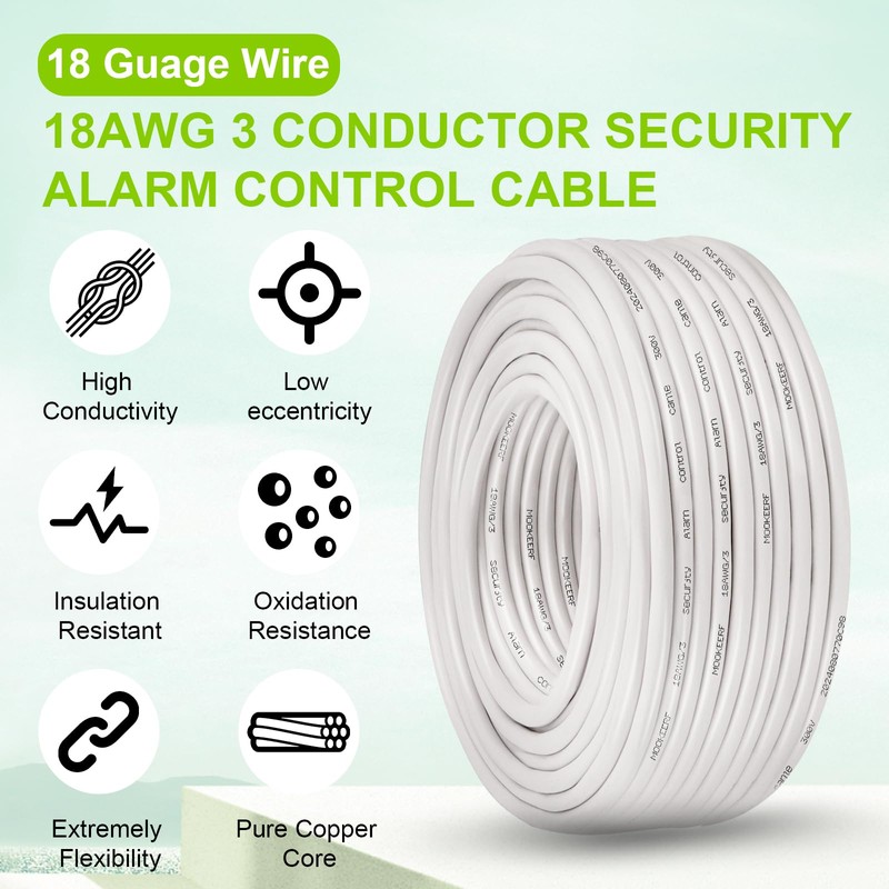 MOOKEERF 18/3 Shielded Wire 18 AWG 3 Conductor Stranded Shielded