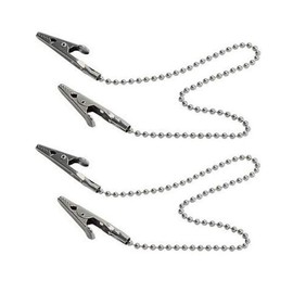 VASANA Pack of 2 Metal Ball Chain Napkin Fixing Clip Dental Bib Clasp Holder Lanyard Elderly Adult Bib Clip Neck Strap Length 12- Keep Your Napkin Securely Placed While Dining