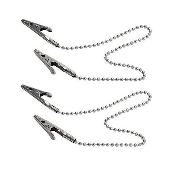 VASANA Pack of 2 Metal Ball Chain Napkin Fixing Clip Dental Bib Clasp Holder Lanyard Elderly Adult Bib Clip Neck Strap Length 12- Keep Your Napkin Securely Placed While Dining
