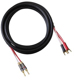 Blue Jeans Cable Canare 4S11 Speaker Cable, with Ultrasonically-Welded Conventional (Non-Bi-Wire) Terminations, (One Cable - for one Speaker); Assembled in The USA (6 Foot, Black, Bananas to Spades)