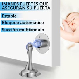 Tope de Puerta Magnético 4 Piezas，Tope de puerta montado en la pared，Atracción magnética súper fuerte，No es necesario hacer agujeros，Adecuado para puertas de dormitorios, puertas de baños