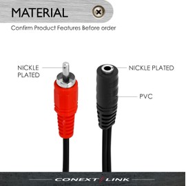 Conext Link 40cm 3.5mm 1/8" Stereo Female Plug to 2 RCA Male Jack Aux Audio Y RCA Cable Adapter Interconnect for Audio Stereo Speaker （13050）