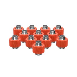 PrimoChill SecureFit SX - Premium Compression Fitting for 3/8in ID x 1/2in OD Flexible Tubing 12 Pack (F-SFSX12-12) - Available in 20+ Colors, Custom Watercooling Loop Ready - UV Orange