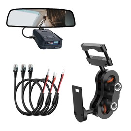Radar Detector Mount,Rearview Mirror Rod Radar Mounting Bracket+Rearview Mirror Hard Wire Power Cord kit16,with Inline Fuse (for Uniden Radar Detector)